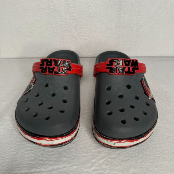 CROCS Clogs Classic Star Wars Kylo Ren Gray Red Slip-On Boys Size J 3 - Picture 9 of 11